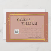 Terracotta FOTO QR CODE Hochzeit Einladung Retten (Vorderseite)