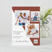 Terracotta FOTO QR CODE Hochzeit Einladung Retten  (Stehend Vorderseite)