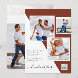 Terracotta FOTO QR CODE Hochzeit Einladung Retten