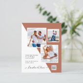 Terracotta FOTO QR CODE Hochzeit Einladung Retten  (Stehend Vorderseite)