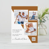 Terracotta FOTO QR CODE Hochzeit Einladung Retten (Stehend Vorderseite)