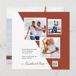 Terracotta FOTO QR CODE Hochzeit Einladung Retten