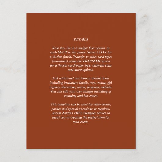 Terracotta Foto Wedding Invite QR Code Retten Datu Flyer (Hinten)