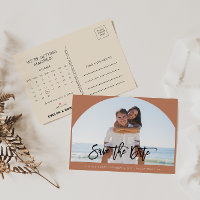 Terracotta Foto Wedding Save the Date Calendar