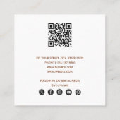 Terracotta Fotograf QR Code Social Media Quadratische Visitenkarte (Rückseite)