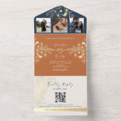 Terracotta Fotos QR Code Wedding All In One Einladung (Innen Boden)