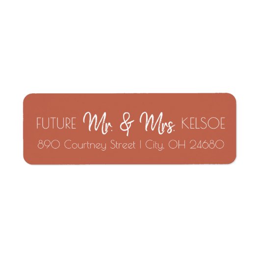Terracotta Future Mr. & Mrs. Return Address Label (Vorne)