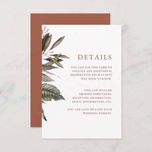 Terracotta Gästebuch Begleitkarte (Vorne/Hinten)