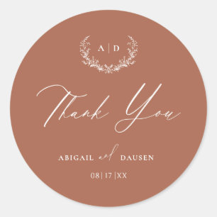 Terracotta Gefallen Sticker Wedding Danke Tag