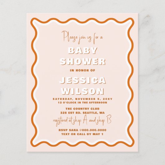 Terracotta Gender Neutral Baby Shower Einladung (Vorderseite)