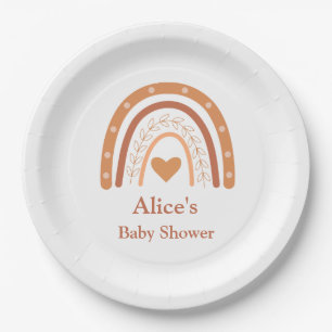 Terracotta Gender Neutraler Boho Regenbogen-Brauch Pappteller