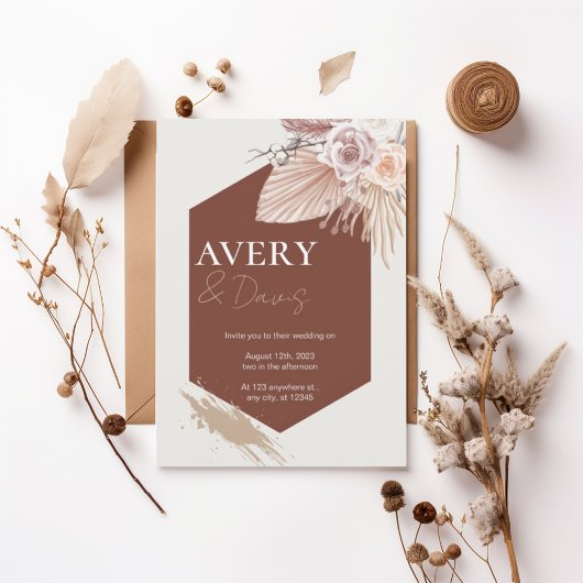 Terracotta Geometric Boho Wedding Invitation Einladung