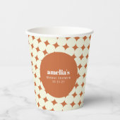 Terracotta Geometric Einziges Brautparty Pappbecher (Vorderseite)