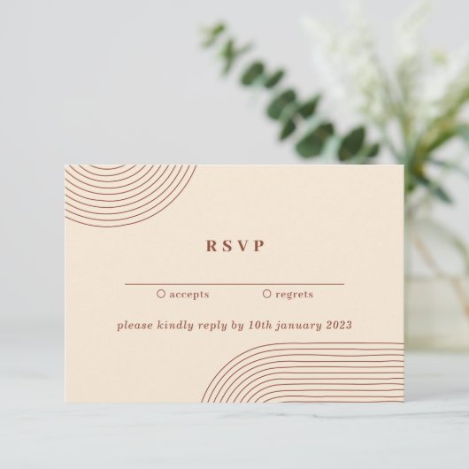 Terracotta Geometric Line Art Kindly Antwort Hochz Einladung (Stehend Vorderseite)
