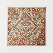 Terracotta Geometric Pattern Wall Tapestes Wandteppich (Vorderseite (Horizontal))