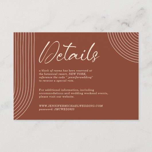 Terracotta Geometrie Boho Linie Details Begleitkarte (Vorderseite)