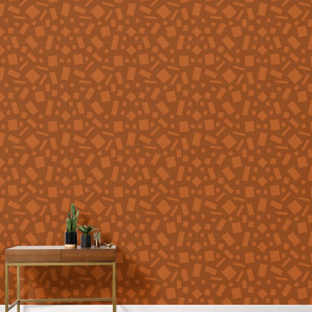 Terracotta-geometrische Quadrate und Rechtecke, br Tapete (Hausflur)