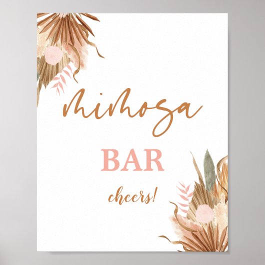 Terracotta getrocknete Palmen Mimosa Bar Poster (Vorne)