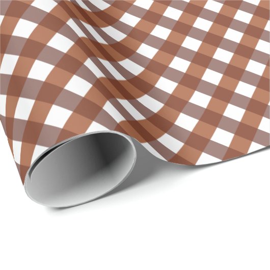 Terracotta Gingham Gemustert Geschenkpapier (Rolleneckpunkt)