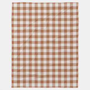 Terracotta Gingham Karo Pattern Fleece Blanket