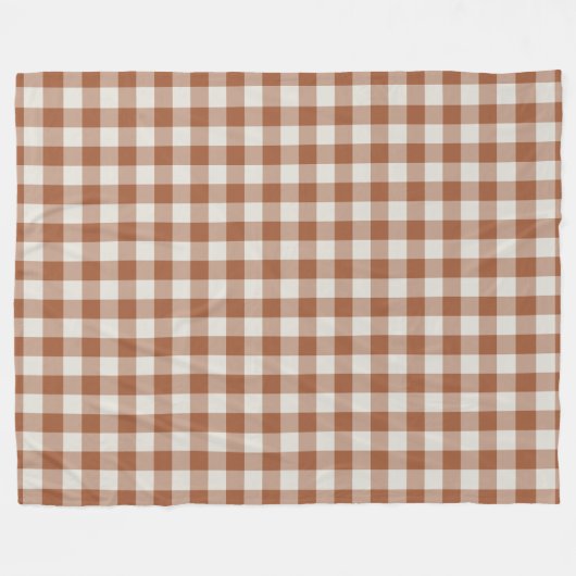 Terracotta Gingham Karo Pattern Fleece Blanket (Vorderseite (Horizontal))