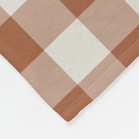 Terracotta Gingham Karo Pattern Fleece Blanket (Ecke)