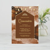 Terracotta Gold Agate Marble Arch Quinceanera Einladung (Stehend Vorderseite)