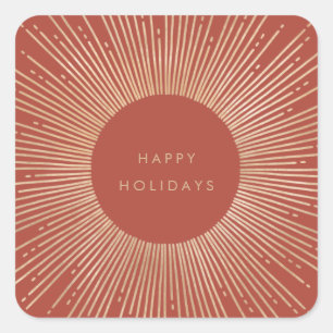 Terracotta & Gold Bilderrahmen Kunst, Dichtung und Quadratischer Aufkleber