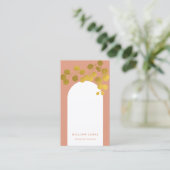 Terracotta Gold Blätter Moderner Arch QR Code Visitenkarte (Stehend Vorderseite)