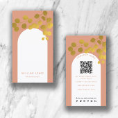 Terracotta Gold Blätter Moderner Arch QR Code Visitenkarte