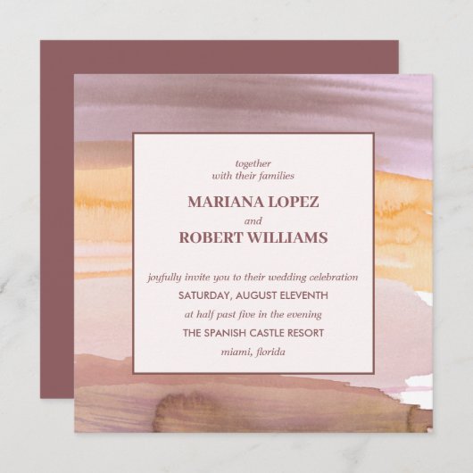 Terracotta Gold Bohemische Hochzeit Einladung (Vorne/Hinten)