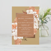 Terracotta Gold Boho Pampas Brautparty Einladung (Stehend Vorderseite)