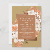 Terracotta Gold Boho Pampas Probe Abendessen Einladung (Vorderseite)