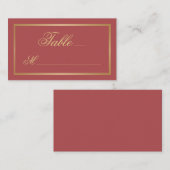 Terracotta Gold Calligraphy Wedding Platzkarte (Vorne/Hinten)