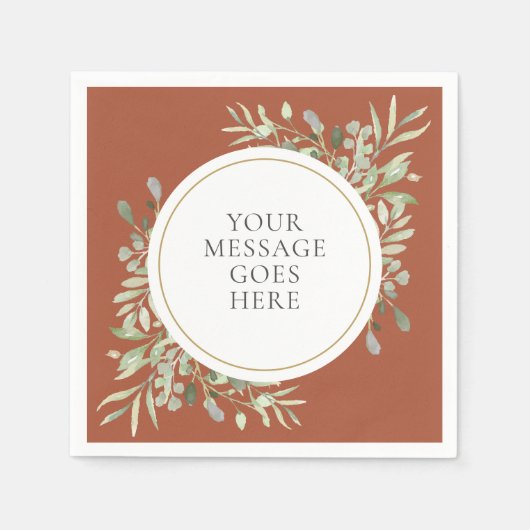 Terracotta Gold Eukalyptus Grünpflanzen Foliage Serviette (Vorderseite)