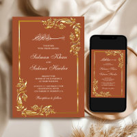 Terracotta Gold Floral Border Islamische Hochzeit