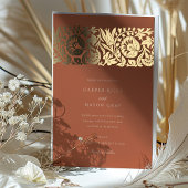 Terracotta Gold Floral Wedding Folieneinladung