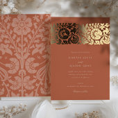 Terracotta Gold Floral Wedding Folieneinladung