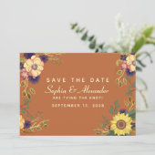 Terracotta Gold Floral Wedge Herbst Save The Date (Stehend Vorderseite)