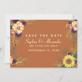 Terracotta Gold Floral Wedge Herbst Save The Date