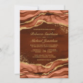Terracotta Gold Fluid Ink Foto Wedding Einladung (Vorderseite)