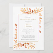Terracotta Gold Foliage Celebration of Life Einladung (Vorderseite)