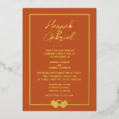 Terracotta Gold Foto Wedding Foil Einladung (Vorderseite)