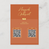 Terracotta Gold Foto Wedding QR CD Umschließungska Begleitkarte (Vorderseite)