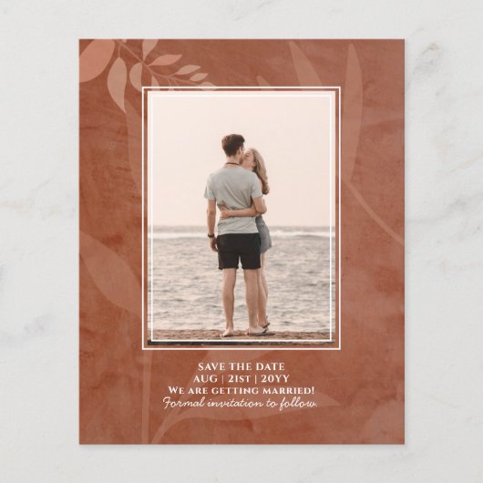 Terracotta Gold Foto Wedding Save the Date Flyer (Vorne)