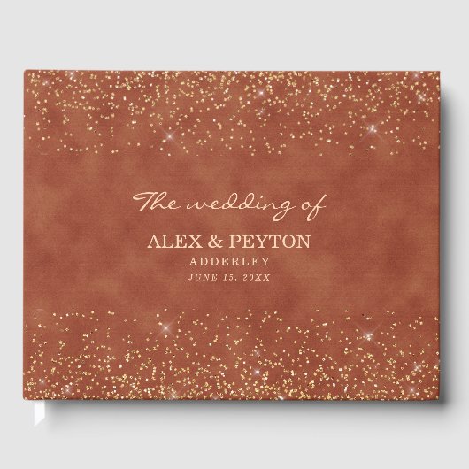 Terracotta Gold Glitzer Brauchtum Hochzeit Gästebuch (Vorderseite)