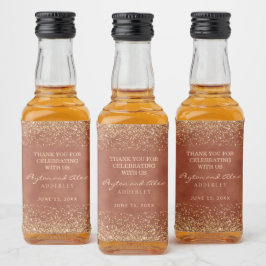 Terracotta Gold Glitzer Wedding Alkoholflaschenetikett