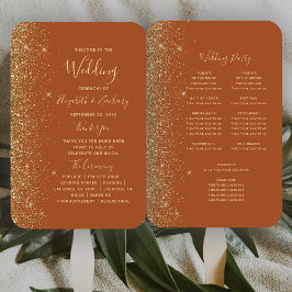 Terracotta Gold Glitzer Wedding Program Fächer