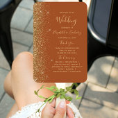 Terracotta Gold Glitzer Wedding Program Fächer