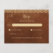 Terracotta Gold Lace Wedding RSVP für passende Inv Postkarte (Vorderseite)